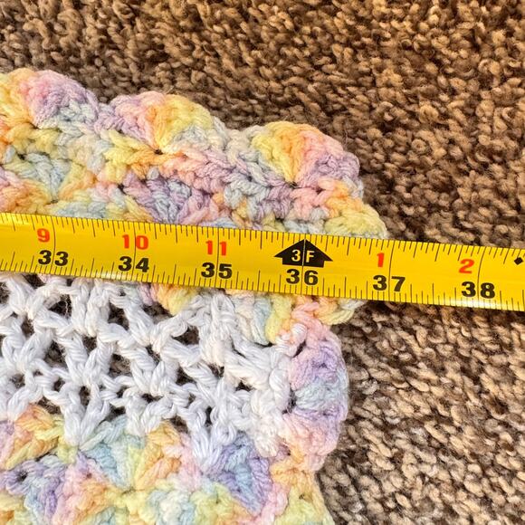 Handmade Handcrafted Popcorn Stitch Crochet Baby Girl Blanket Multicolor 41"x37" - Picture 4 of 8